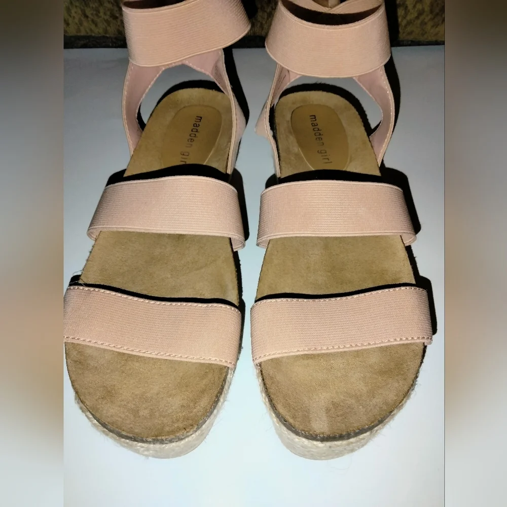 Madden Girl (Size 8) Blush Pink Open Toe Espadrille Platform Strappy Sandals